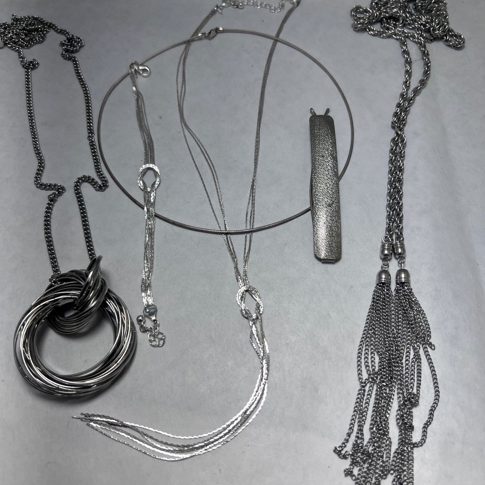 Silver Tone Statement Jewelry Tassel‎ Multi Ring Knot Necklace Hair Slide